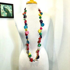 Sylca Multi Color Wood Bead Necklace NWT